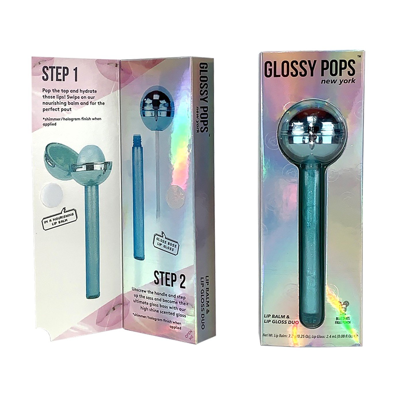 Packaging Bálsamo Labial Lollipop Glossy Pops Cosmic Waves - 2 en 1 bálsamo gloss vegano K-Beauty