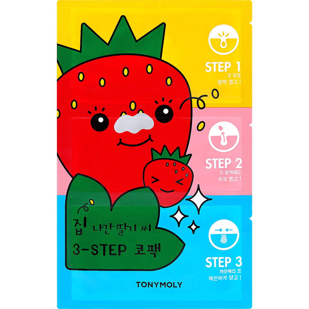 Parches Puntos Negros Nariz Tonymoly Runaway Strawberry 18g - Sistema 3 pasos elimina puntos negros K-Beauty paso 8