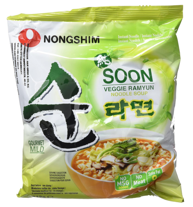 Ramen Coreano Vegano Nongshim Soon Veggie 67g - Fideos Instantáneos 100% Vegetales