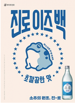 Cartel Soju Retro botella azul vintage Jinro - Aguardiente coreano estilo antiguo