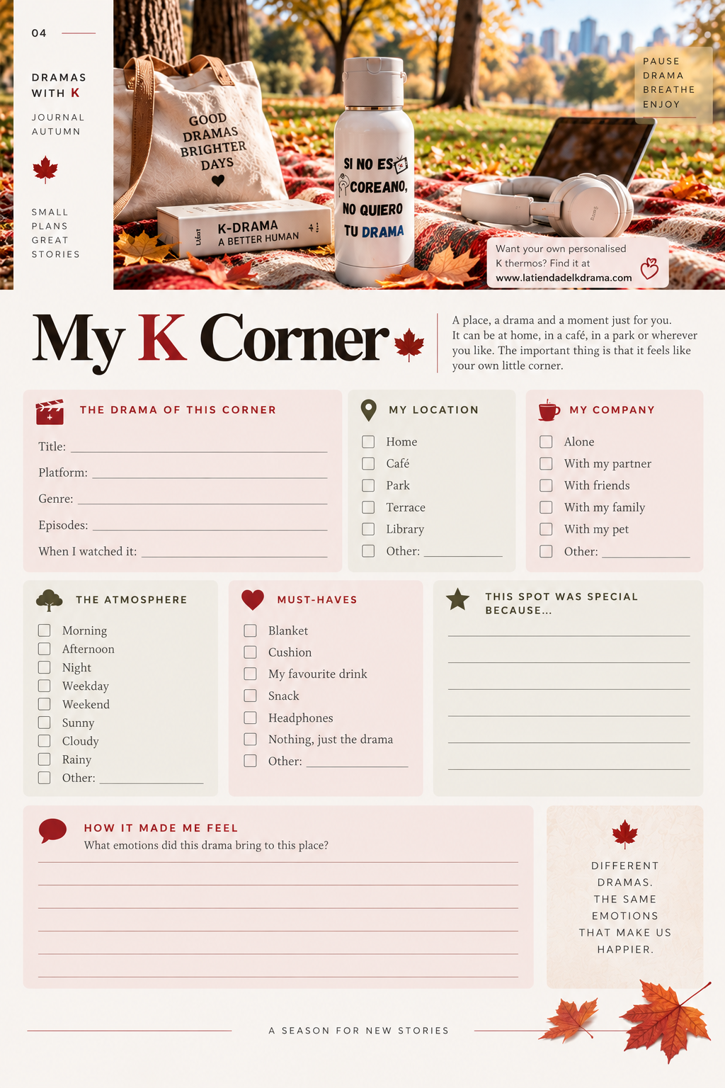 My K Corner page from Autumn Journal K-Drama