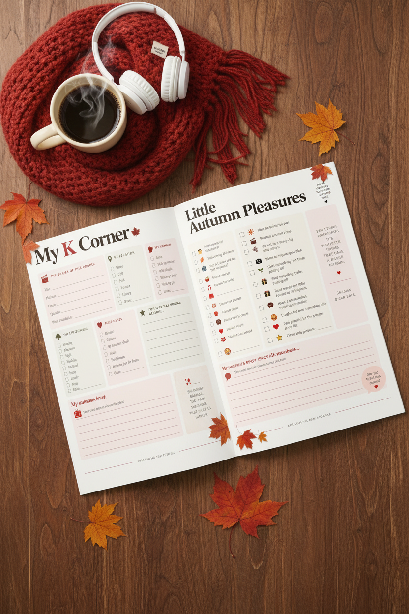 Autumn Journal K-Drama, printable digital journal for K-drama fans