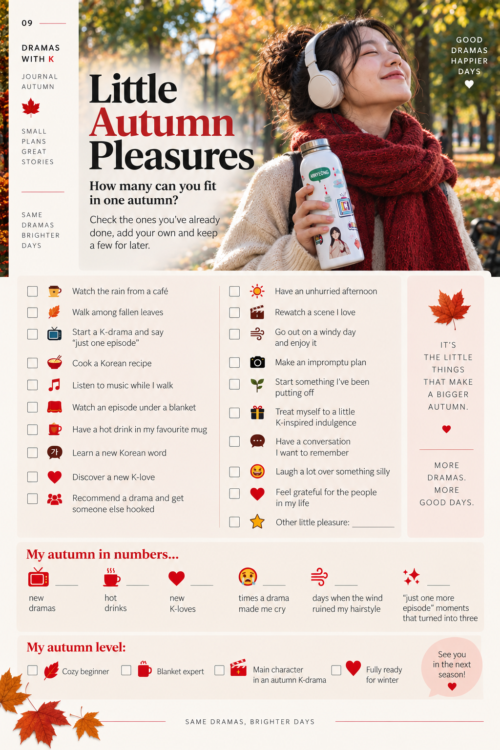 Little Autumn Pleasures page from Autumn Journal K-Drama