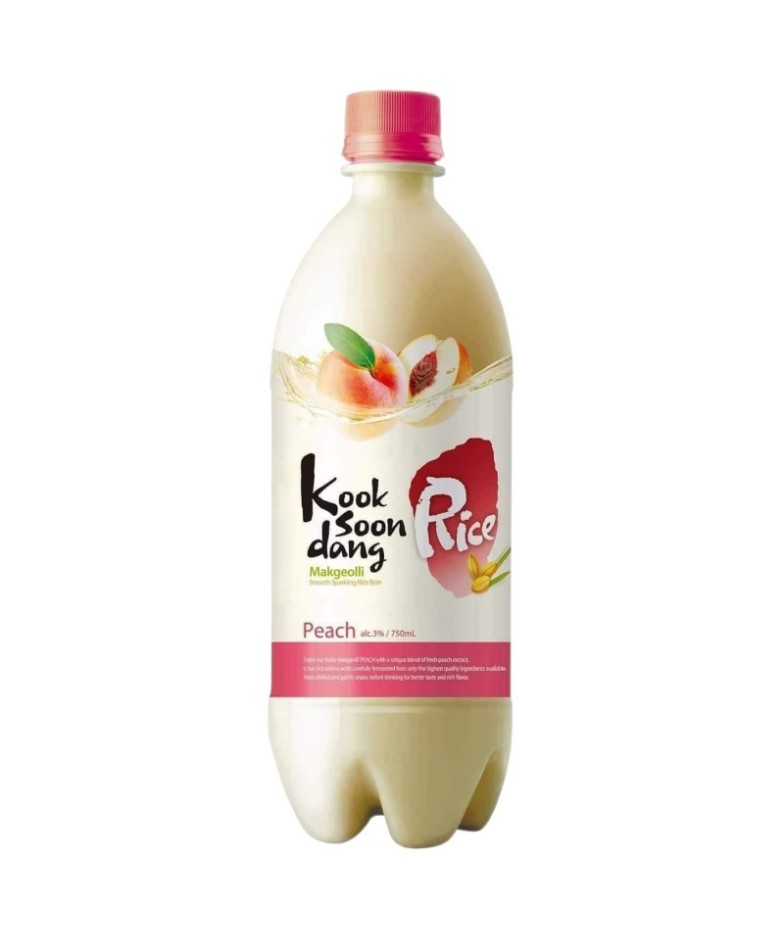 Makgeolli sabor melocotón - bebida coreana de arroz - incluye cuenco